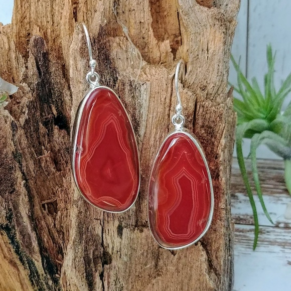 The Girl With Kaleidoscope Eyes Jewelry - Lake Superior Agate Sterling Earrings
